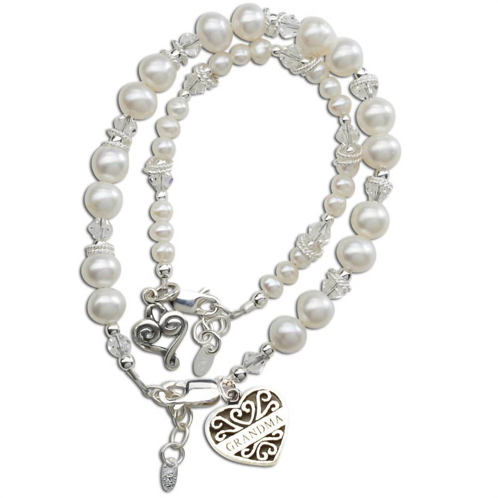 NEW CHERISHED MOMENTS grandma and me freshwater pearl bracelet set in white fres